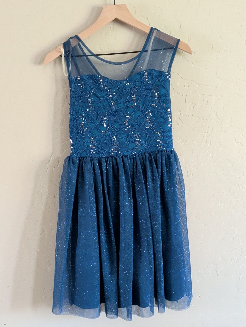 Speechless Sparkle Lace Blue Tulle Party Dress